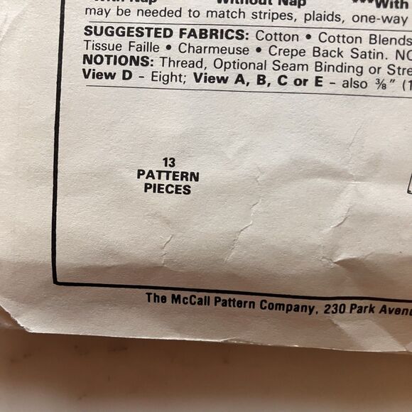 McCall‎ Sewing Pattern 8813 Women’s Dresses Size 12, 14 & 16 Vintage Uncut - Picture 13 of 13